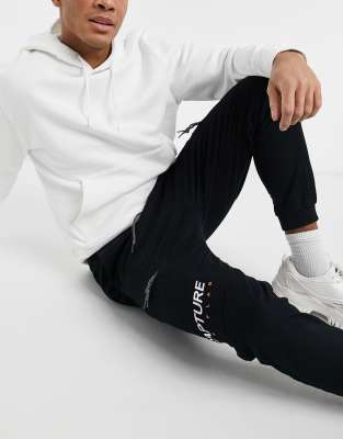 Bershka chino joggers in black