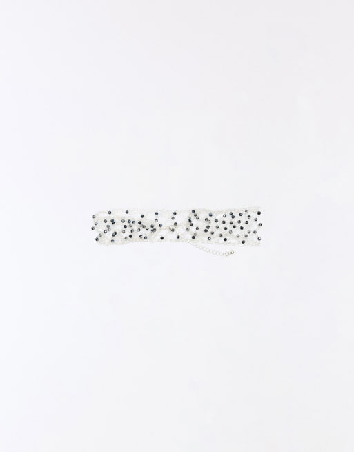 Bershka Choker i mesh med perler i sølv, 2 af 3