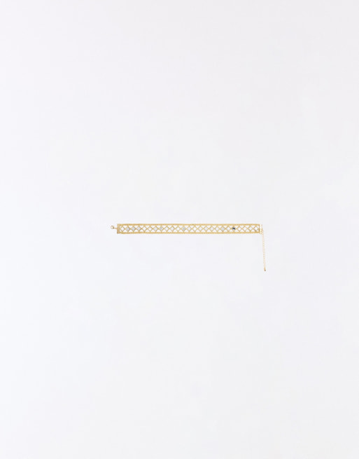 Bershka chokerhalsband med spegeleffekt i guld, 2 av 4