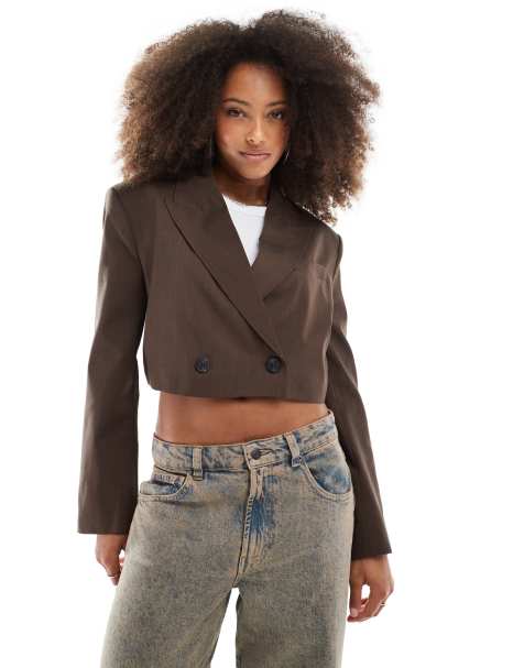 Bershka - Chokoladebrun cropped blazer - view 1