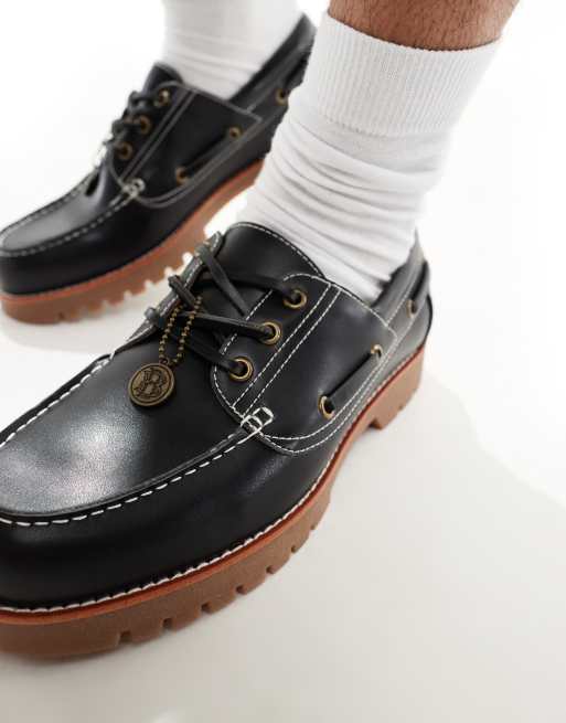 Bershka - Scarpe da barca nere con suola spessa