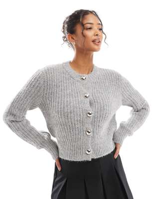 chunky cardigan in gray