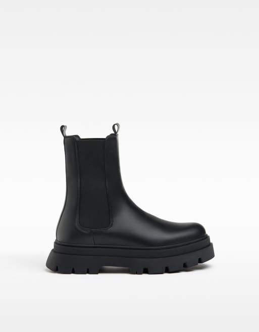 Bershka chunky chelsea boot in black ASOS