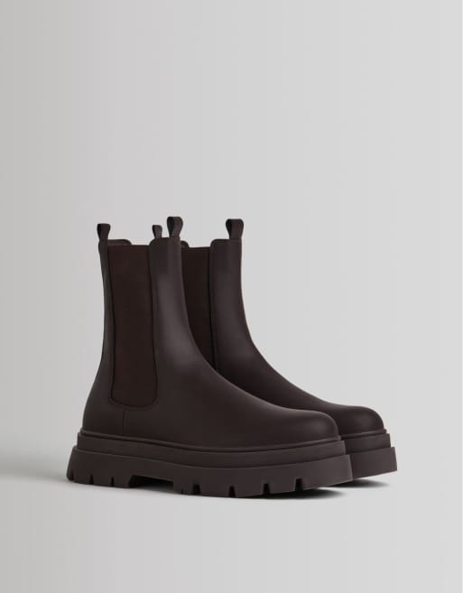 Chunky chelsea 2025 boots brown