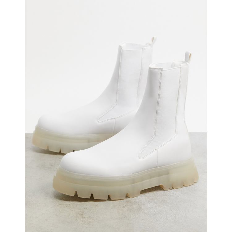 Bershka chunky Chelsea boot in white | ASOS