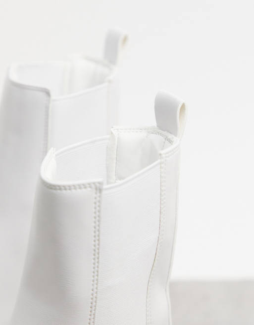 Bershka chunky Chelsea boot in white | ASOS