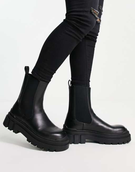 Bershka chunky chelsea boots in black ASOS