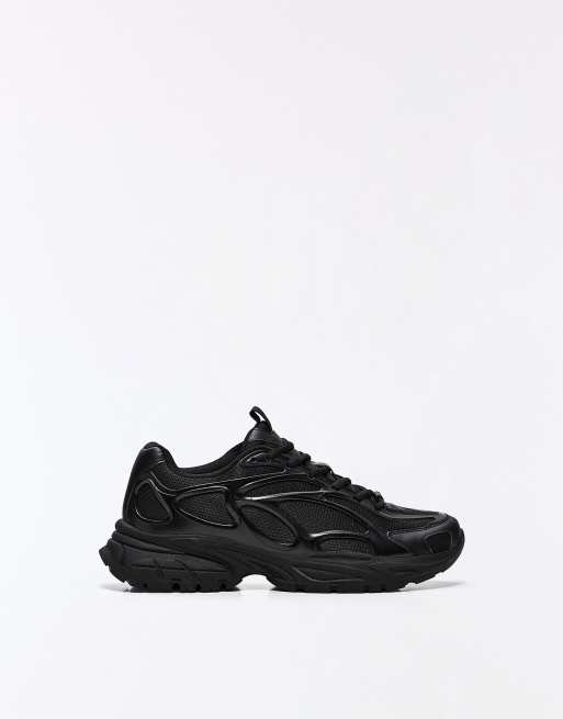 Bershka Chunky combination sneakers in black, 3 of 7