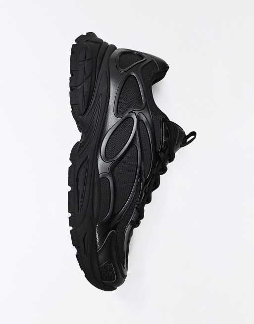 Bershka Chunky combination sneakers in black, 4 of 7