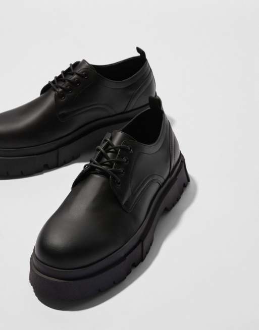 Leather Chunky Derby Shoes Black