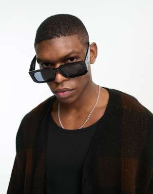 Bershka chunky frame sunglasses in black  - ASOS Price Checker