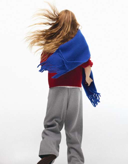 Bershka Chunky fringed scarf in black, 5 of 6