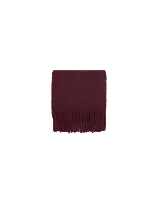 Bershka Chunky fringed scarf in burgundy, 4 of 4