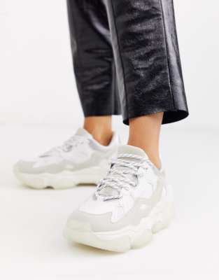 Bershka chunky sole sale trainer in white