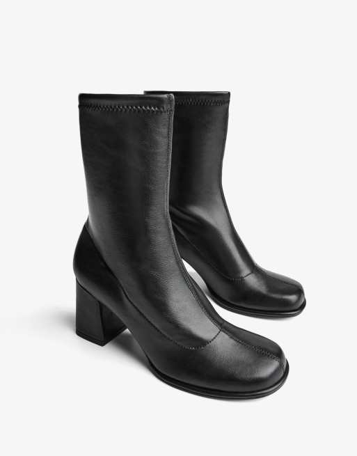 Bershka Chunky heel ankle boots in black ASOS
