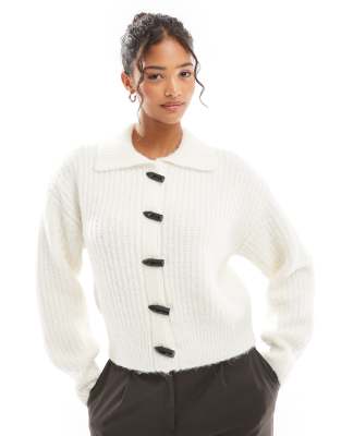 Bershka Chunky Knit Cardigan In White