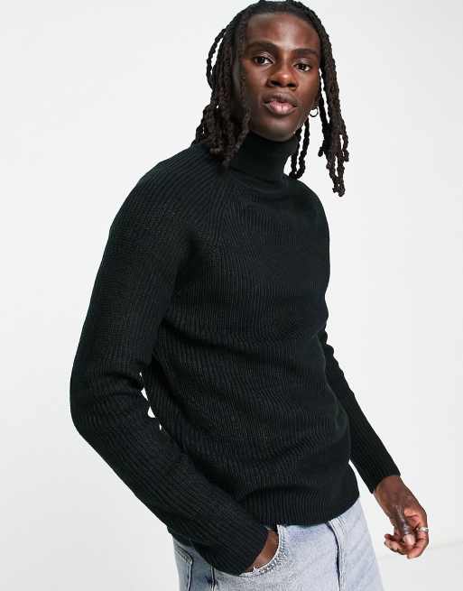 Bershka chunky knit jumper in black | ASOS