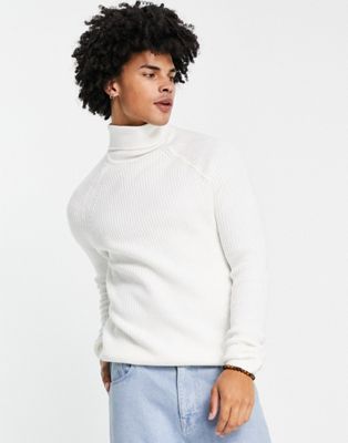 Bershka chunky knit jumper in white