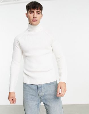 Bershka chunky knit jumper in white