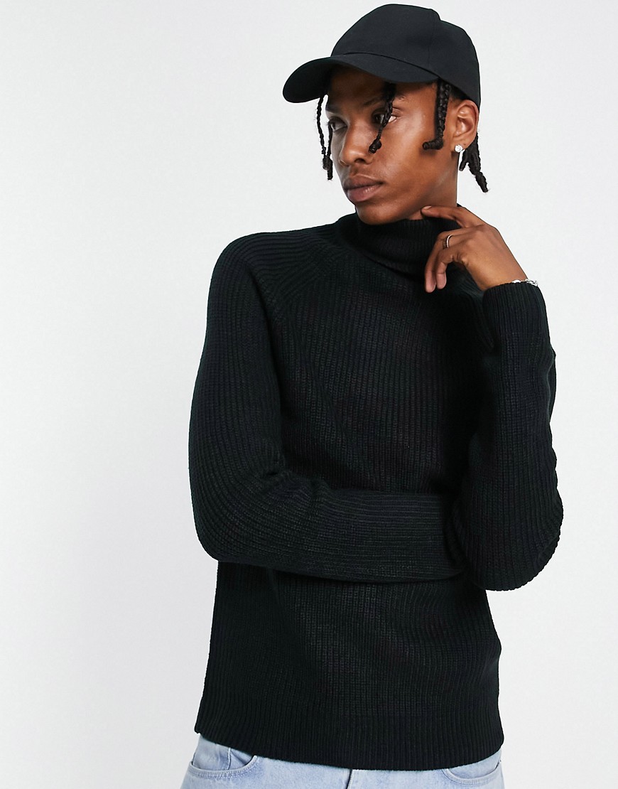 Bershka chunky knit sweater in black