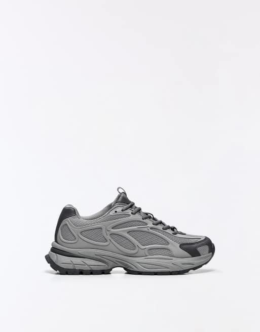 Bershka Chunky-Kombinations-Sneaker in Grau, 3 von 7