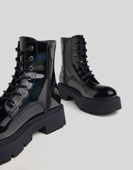 Bershka patent boots best sale