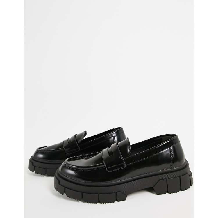 Bershka chunky loafer in black