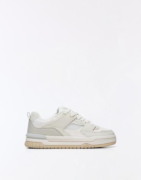 Bershka Chunky panelled trainers in white - view 1