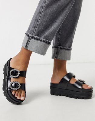 black gem sandals