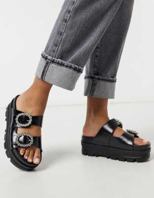 chunky platform black sandals