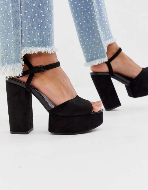 Bershka chunky platform sandals in black