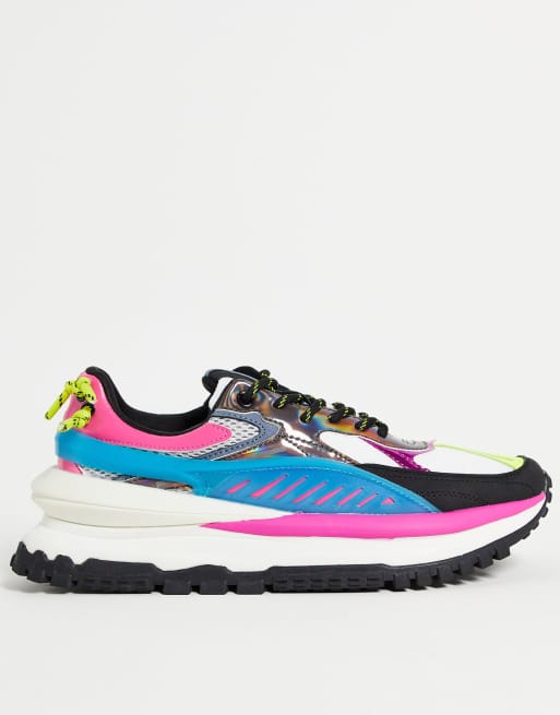 Bershka chunky platform sneakers in color block