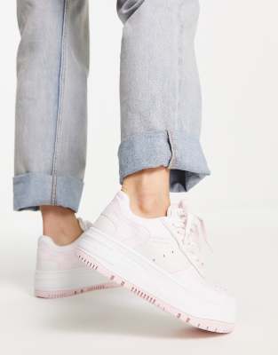 BERSHKA CHUNKY PLATFORM SNEAKERS IN PINK & WHITE MIX 