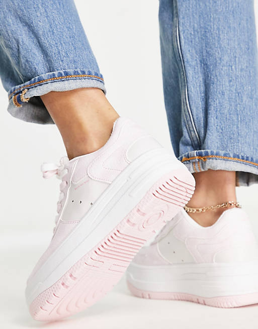 batch credit Physics Bershka chunky platform sneakers in pink & white mix | ASOS