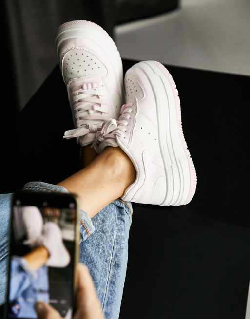 Bershka chunky platform sneakers in pink white mix ASOS