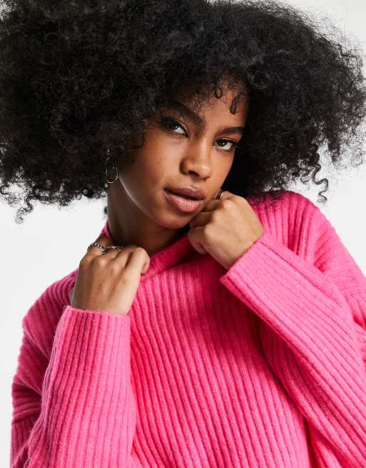 Hot pink cheap polo neck jumper