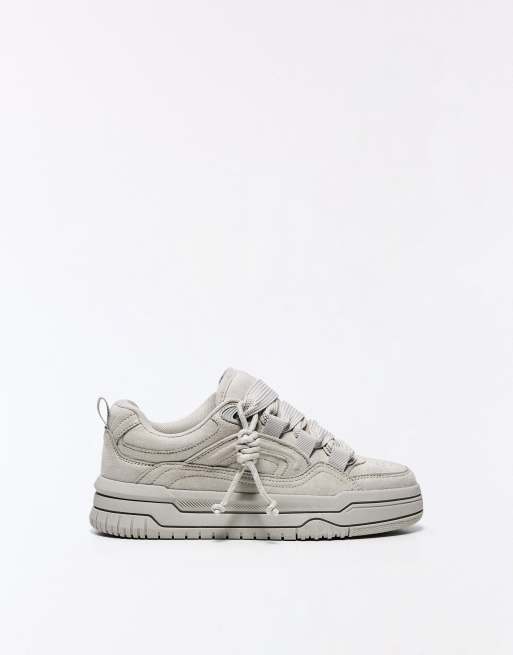 Bershka Chunky skate shoes in grey, 2 of 7