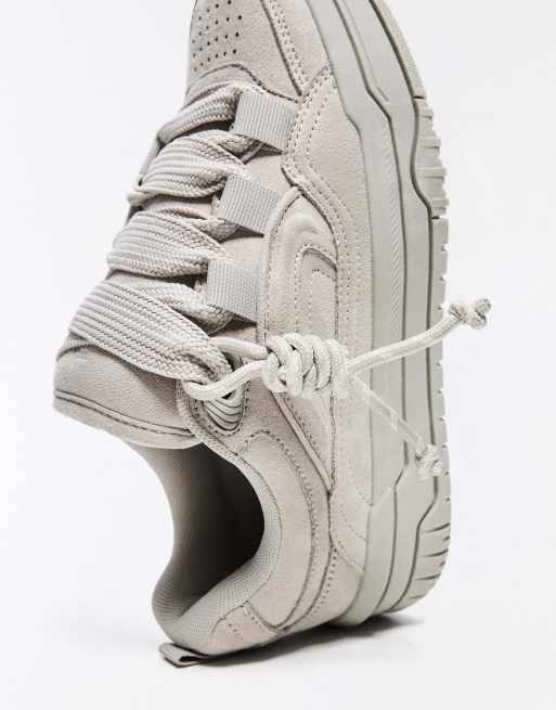 Bershka Chunky skate shoes in grey, 3 of 7
