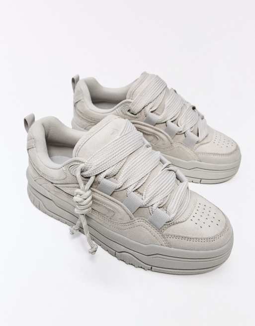 Bershka Chunky skate shoes in grey, 5 of 7
