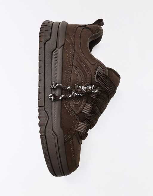 Bershka chunky skate sneakers i brun, 5 af 7