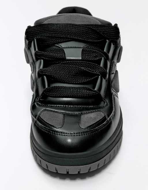 Bershka chunky skate sneakers i sort, 4 af 7
