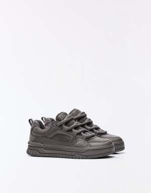 Bershka Chunky skate trainers in grey