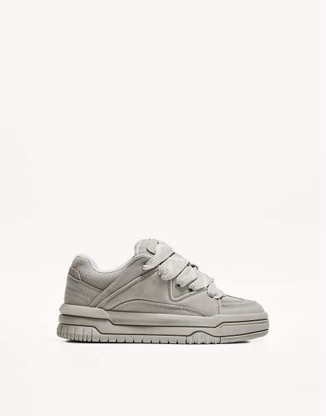 Bershka chunky skater trainers in grey - view 1