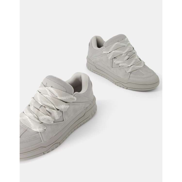 Bershka chunky skater trainers in grey ASOS