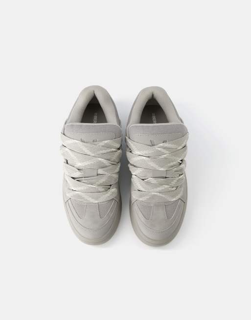Bershka chunky skater trainers in grey, 5 of 7