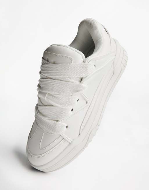 Bershka Chunky skater trainers in white