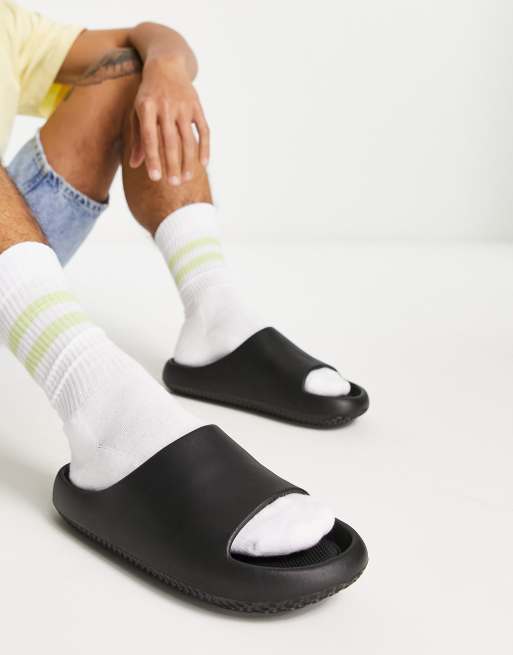 Bershka chunky sliders in black