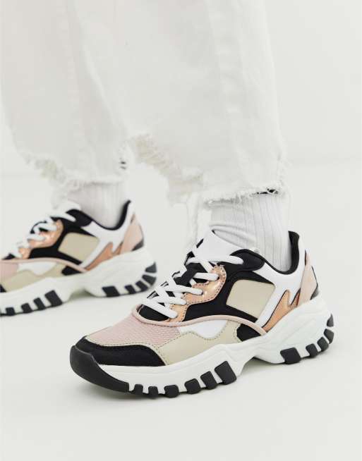 Bershka chunky sneaker in multi