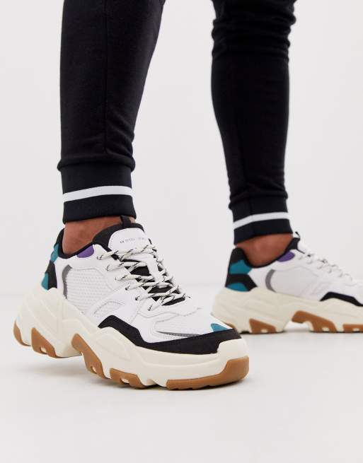 Bershka chunky sneaker with color block pannels in multi