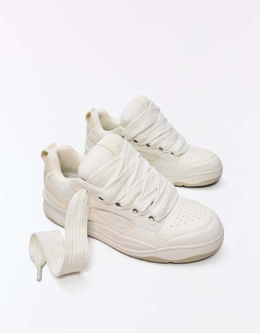 Bershka - Chunky sneakers da skate bianche, 3 di 4